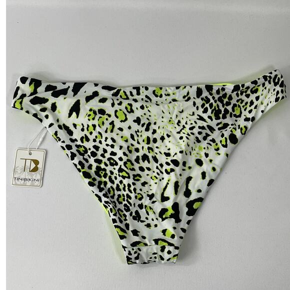 TiniBikini Swimwear Neon Yellow Green Animal Print 2 Piece Bikini NEW Large - Picture 6 of 10